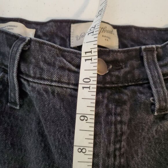 UNIVERSAL Thread 6 Vintage Straight Black Denim‎ Jeans Distressed - Picture 6 of 9